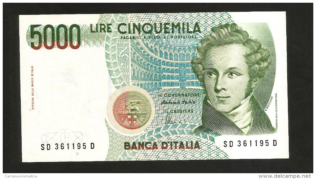 ITALIA 5000 Lire BELLINI - Rep. Italiana (Firme: Fazio / Amici) - 5000 Lire