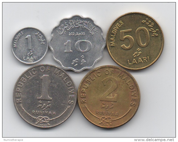 Maldives : Série De 5 Pièces : 1 Laari - 10 Laari - 50 Laari - 1 Rufiyaa - 2 Rufiyaa 1979-2008 - Maldiven