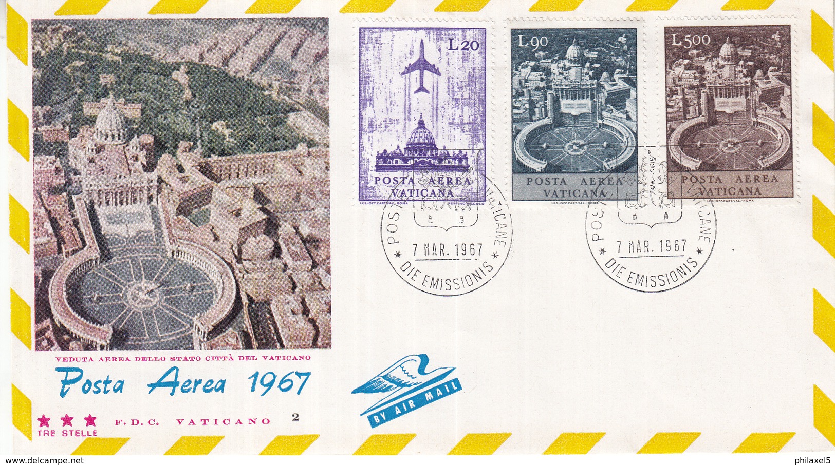 Vaticaan - FDC 07-03-1967 - Flugpostmarken/Luchtpostz Egels - Michel 517 - 522 - FDC