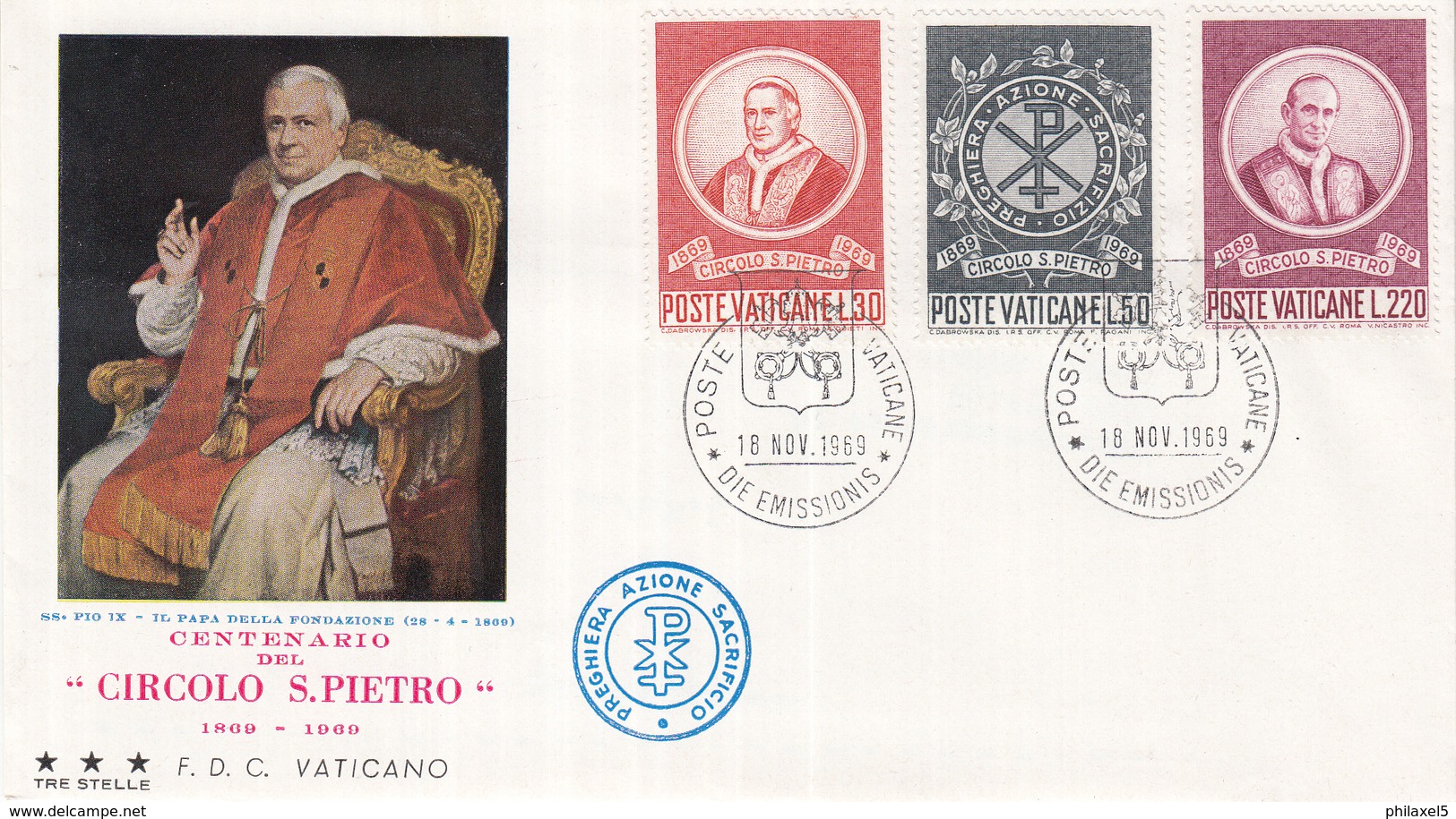 Vaticaan - FDC 18-11-1969 - 100 Jahre Sankr-Peter-Vereinigung - Michel 553 - 555 - FDC