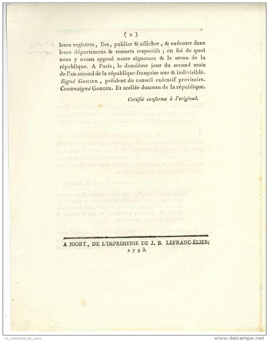 REVOLUTION &ndash; Décret De La Convention Nationale  - 1793 - Rebelles De LYON Et BORDEAUX - Documenti Storici