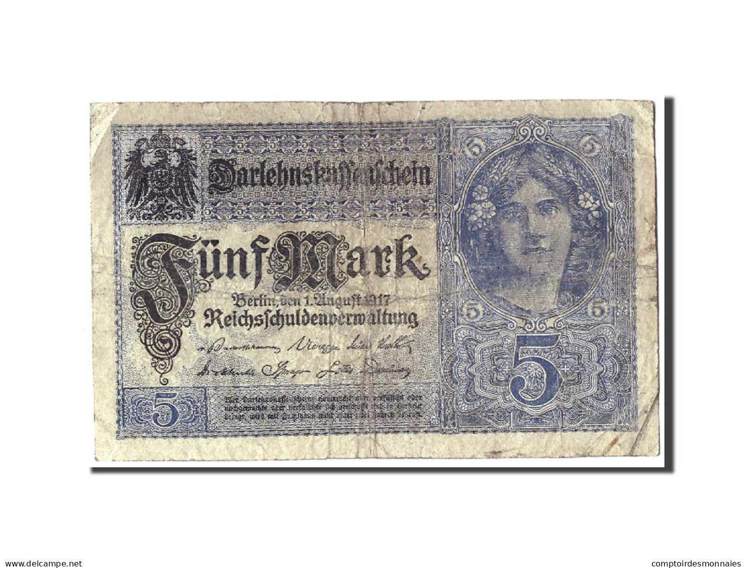 Billet, Allemagne, 5 Mark, 1917, 1917-08-01, KM:56b, B - 5 Mark