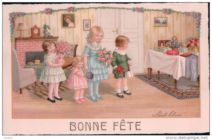 Ebner Pauli, Bonne Fête, Enfants Et Fleurs (3165) - Ebner, Pauli