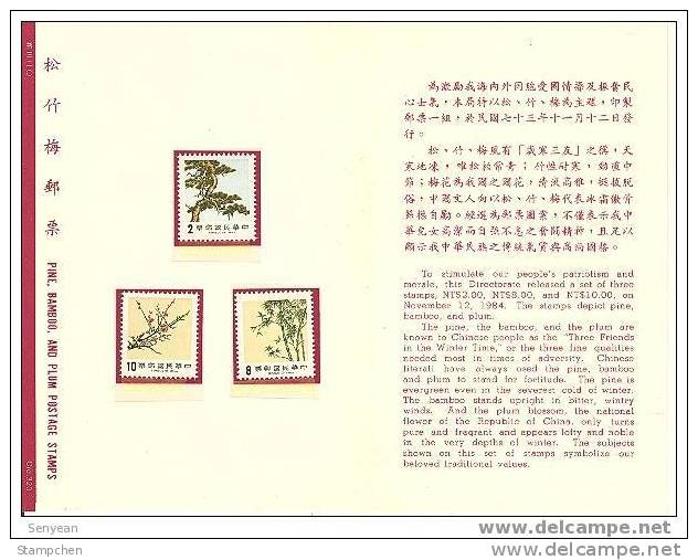 Folder Taiwan 1984 Pine Bamboo Plum Stamps 4-1 Flower Flora - Unused Stamps