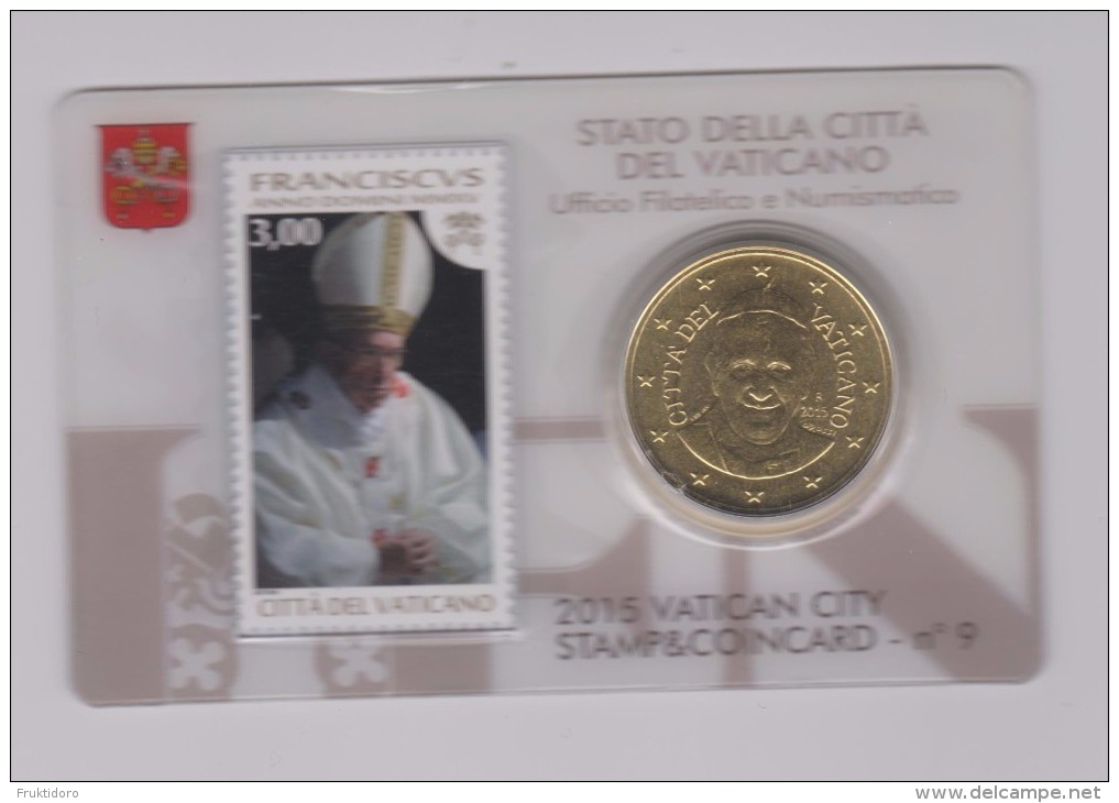 Coin Vatican City 2015 0.50 Euro UNC Stamp & Coin Card Nr. 9 Pope Franciscus - Vaticaanstad