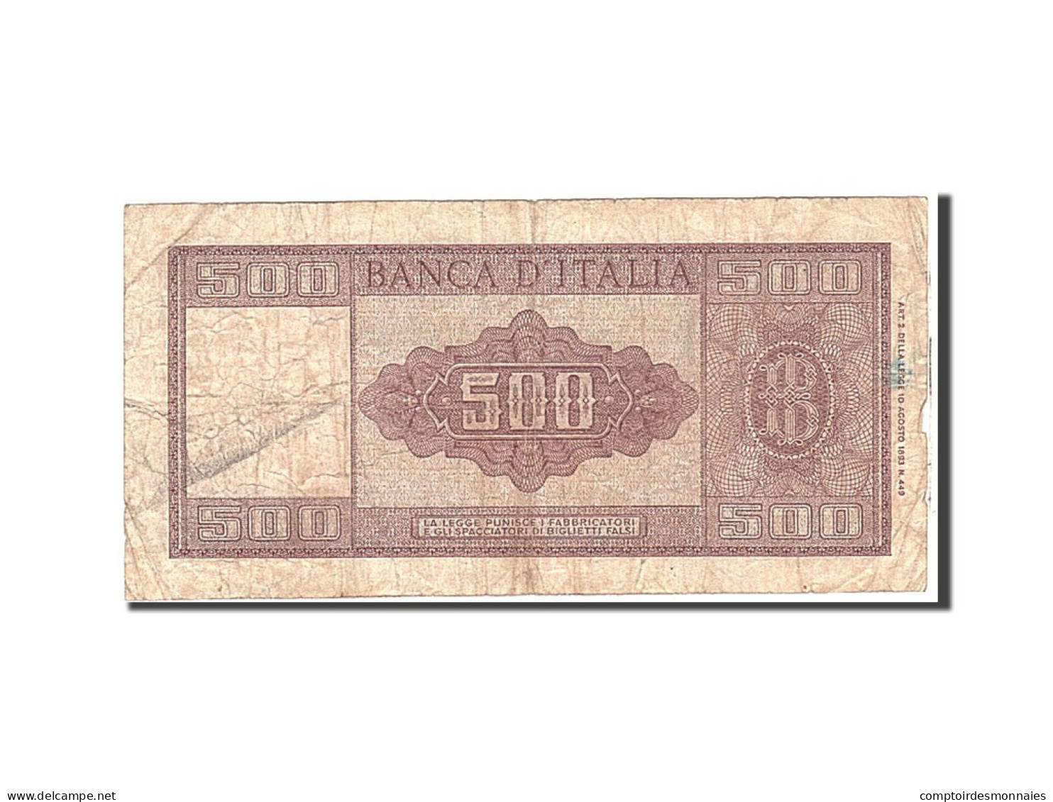 Billet, Italie, 500 Lire, 1947, 1947-08-04, KM:80a, B+ - Other & Unclassified