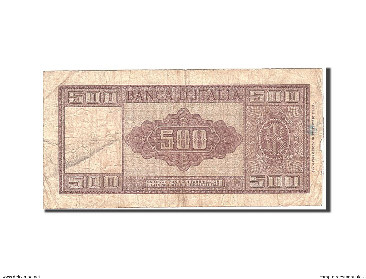 Billet, Italie, 500 Lire, 1947, 1947-08-04, KM:80a, B+ - Autres & Non Classés
