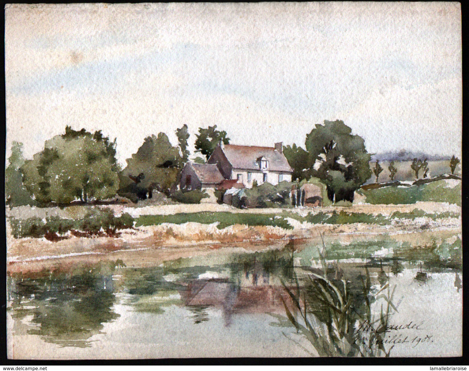 AQUARELLE 265 X 340 Mm, ARTISTE: MATHILDE CAUDEL DIDIER ( BENEZIT ), 51, CHARLY, 1908 - Aquarelles