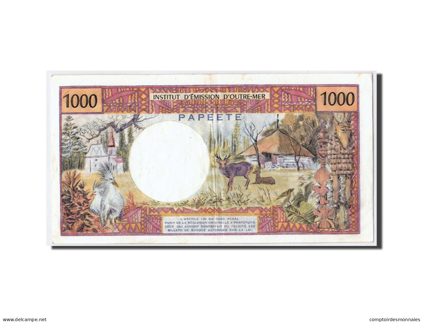 Billet, Tahiti, 1000 Francs, 1977, KM:27b, TTB+ - Papeete (French Polynesia 1914-1985)