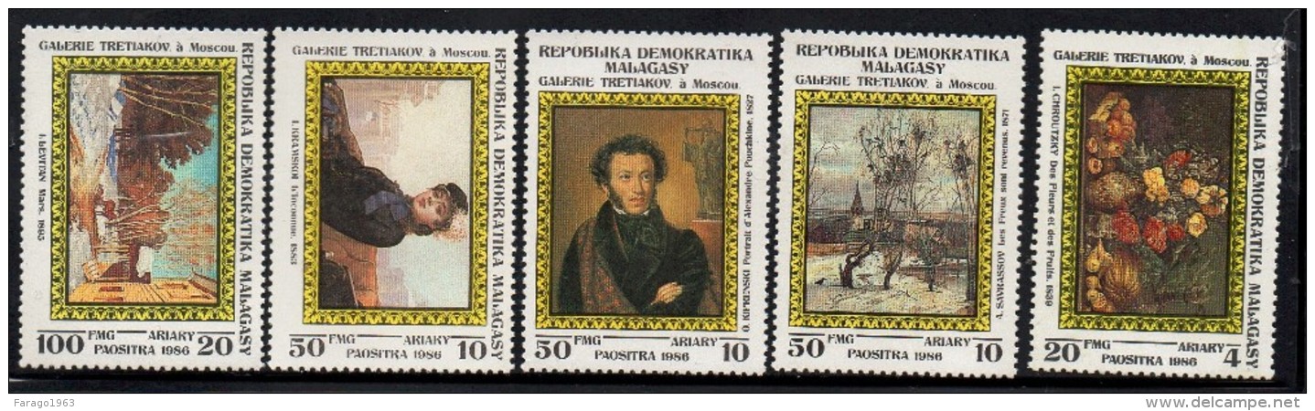 1986 Madagascar Malagasy Russian Painters In Moscow Gallery Complete Set Of 5 & Souvenir Sheet  MNH - Madagaskar (1960-...)