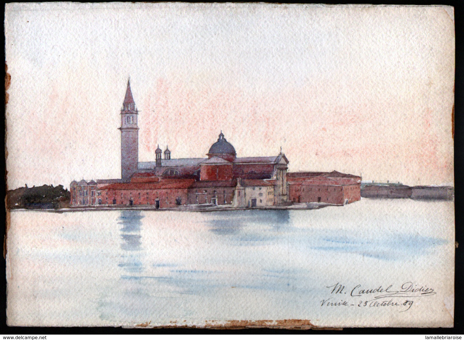 AQUARELLE 380 X 280 Mm, ARTISTE: MATHILDE CAUDEL DIDIER ( BENEZIT ), ITALIE, VENISE, 1909 - Aquarelles