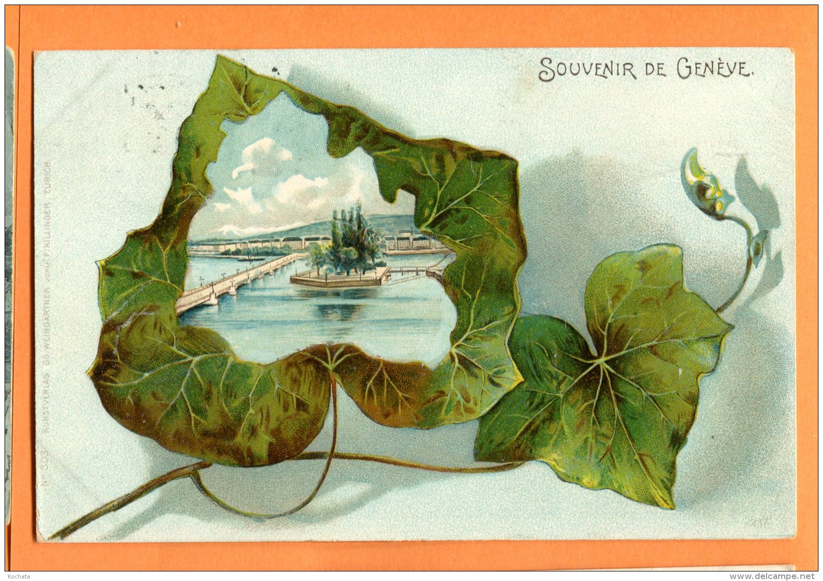 GGE132, Souvenir De Genève, Précurseur, Feuille De Lierre, Pont Du Mont-Blanc,  Circulée 1899 - Genève