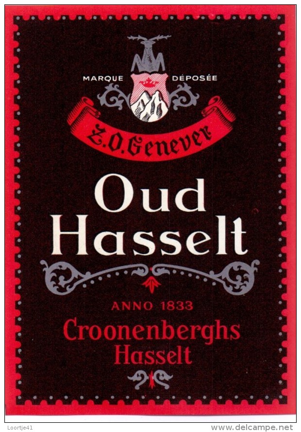 Etiket Etiquette - Genever - Genièvre - Oud Hasselt - Croonenberghs - Autres & Non Classés