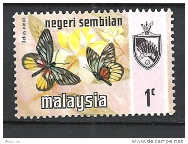 MALESIA NEGRI SEMBILAN  1971 -1977 Butterflies     USED  Delias Ninus - Negri Sembilan