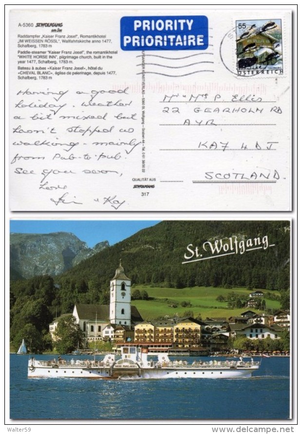 2004 Osterreich Ak Von St. Wolfgang Mit Dampfer Kaiser Franz Joseph Gel. Nach Grossbritannien Postkarte - Briefe U. Dokumente