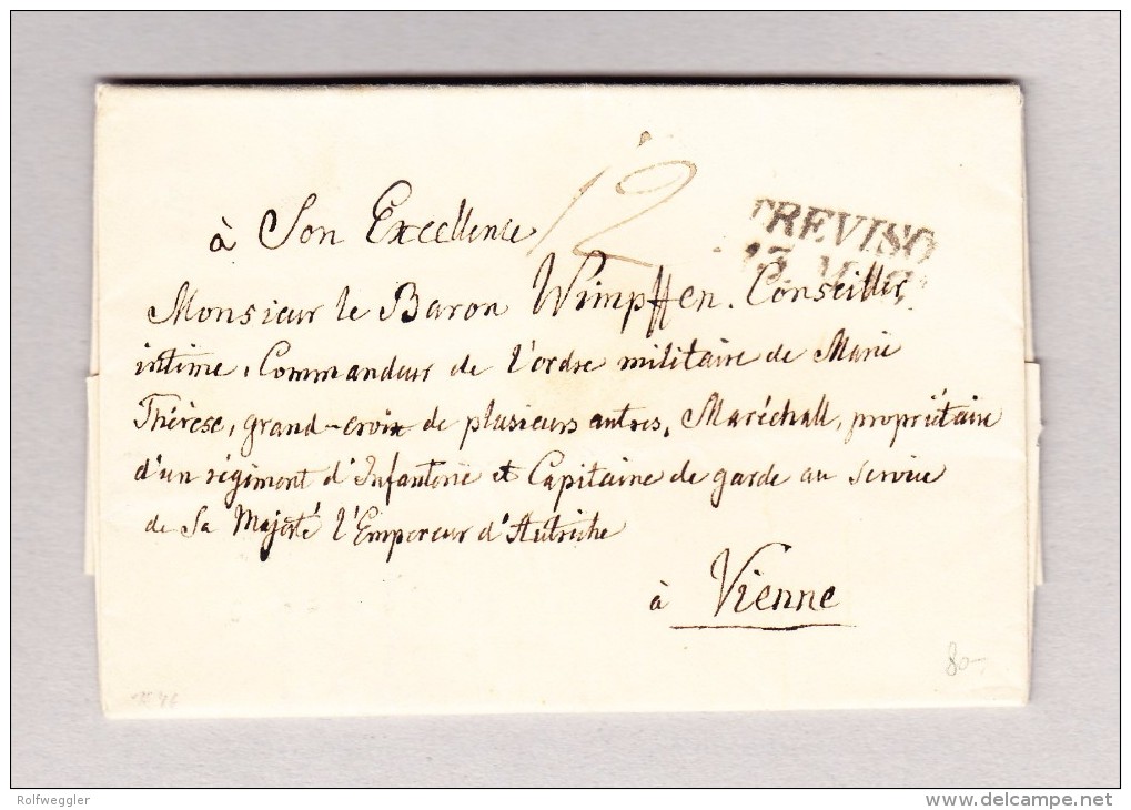 Italien TREVISO 13 MAR 2-Zeil-Stempel Auf Brief 1846 Mit Inhalt Nach Wien - 1. ...-1850 Prephilately