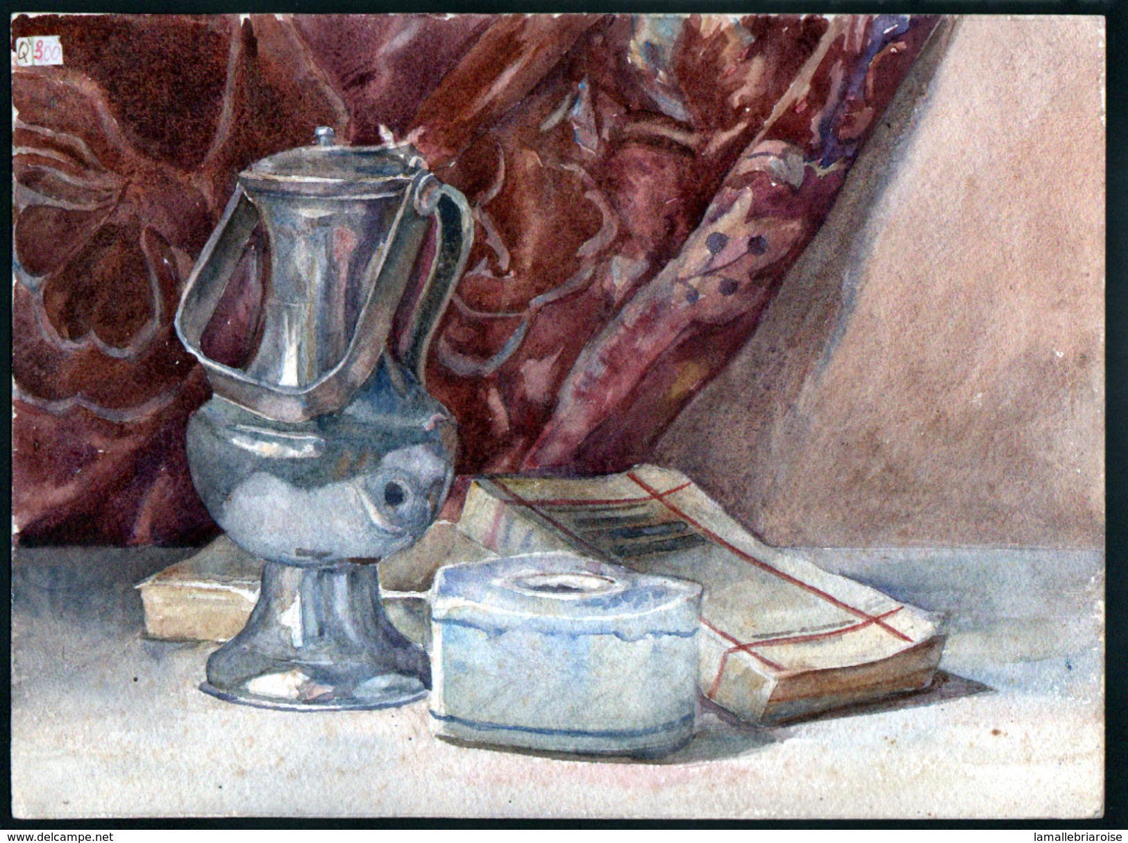 AQUARELLE 380 X 280 Mm, ARTISTE: MATHILDE CAUDEL DIDIER ( BENEZIT ), NATURE MORTE, SCANS RECTO ET VERSO - Aquarelles