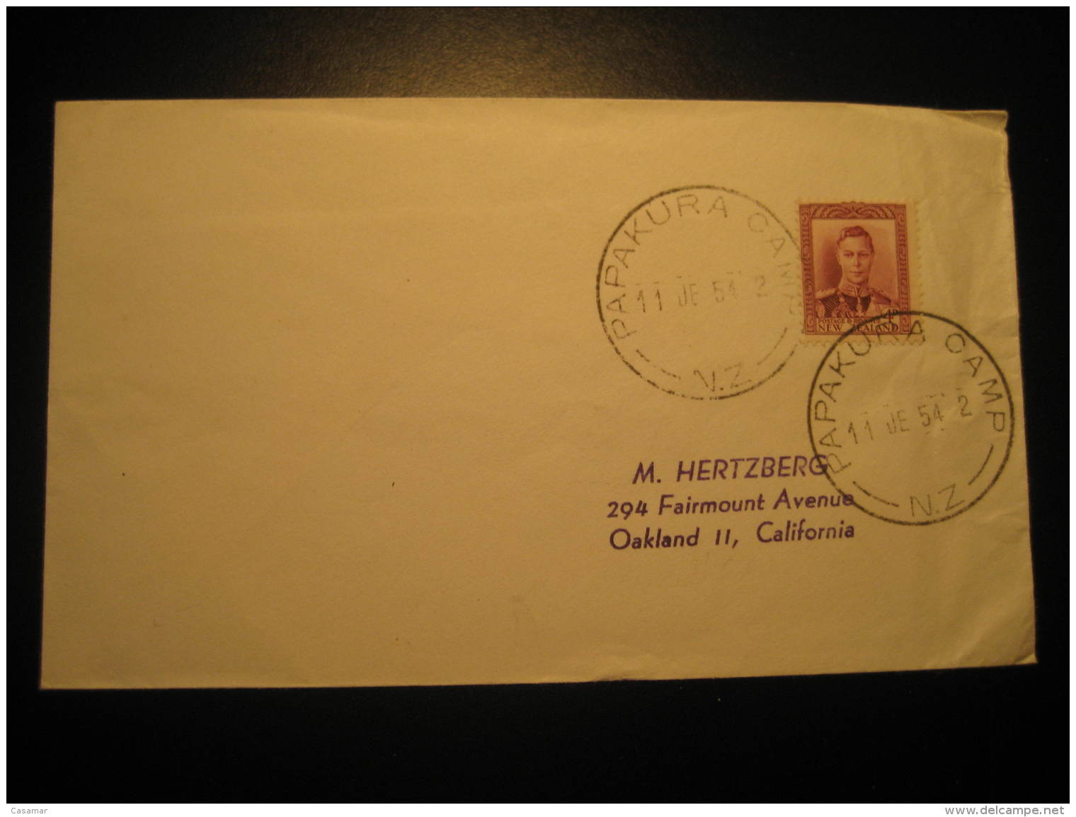 Papakura Camp 1954 To Oakland II California USA Stamp On Cover Cancel New Zealand - Briefe U. Dokumente