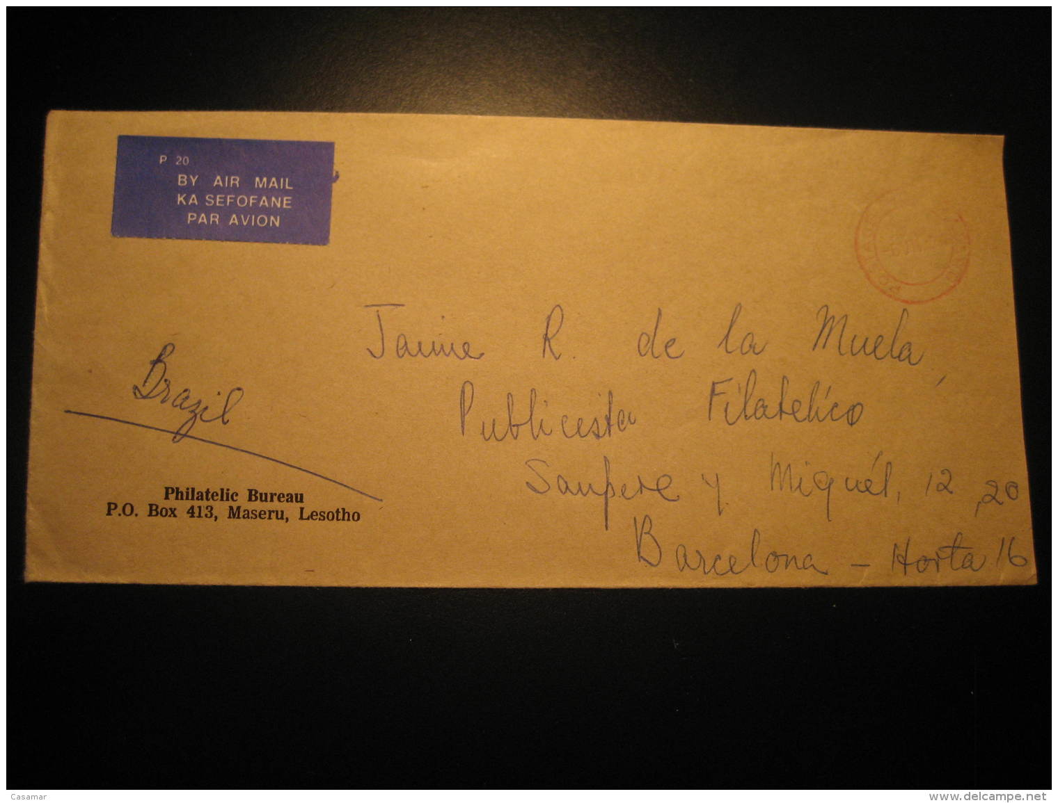 Maseru 1974 To Barcelona Spain Philatelic Bureau Postage Paid Air Mail Cover Cancel Lesotho - Lesotho (1966-...)