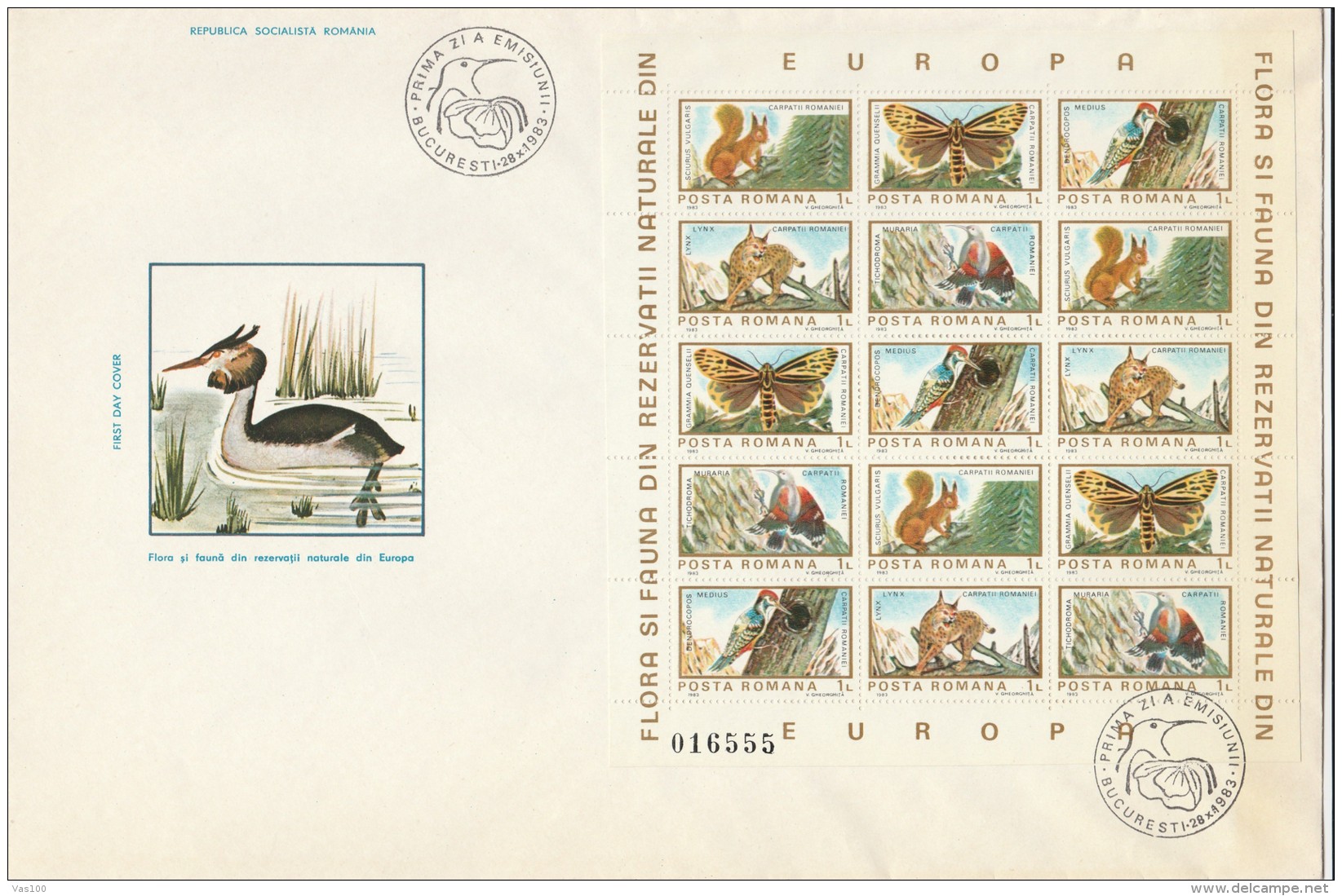 #T244  DUCK, ANIMALS, BIRDS, BUTTERFLY, COVER FDC, 1983, ROMANIA. - FDC