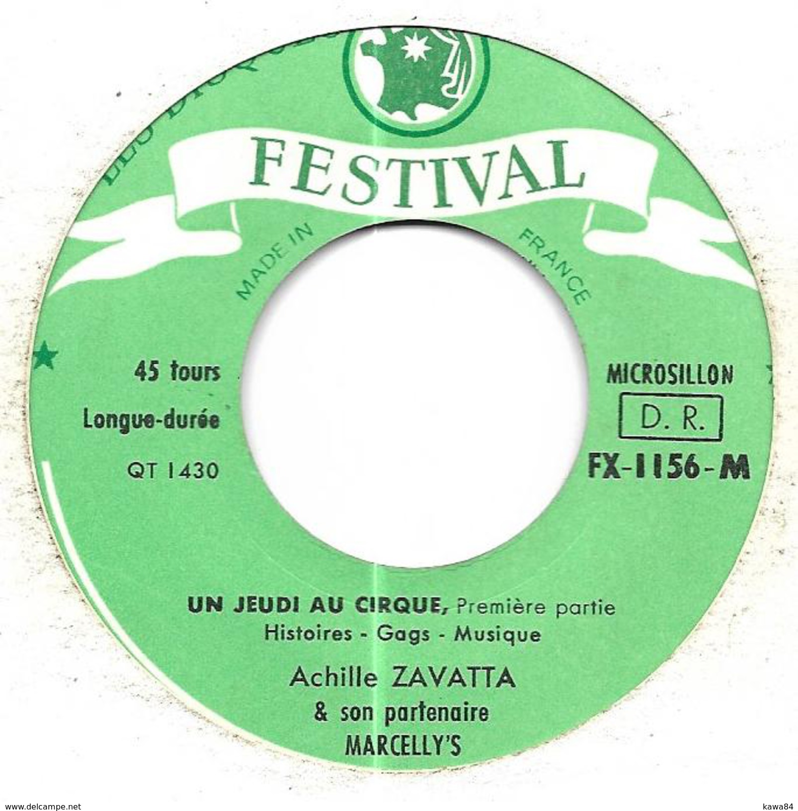 SP 45 RPM (7")  Achille Zavatta  "  Jeudi Au Cirque !..  " - Humour, Cabaret