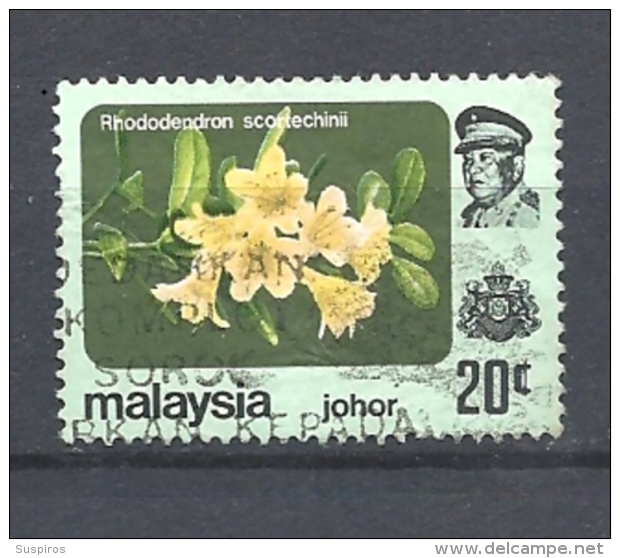 MALESIA   JOHOR   1979 Flowers   USED 20C NO WM 182A* Rhododendron Scortechinii  TUBULAR FLOWER - Johore