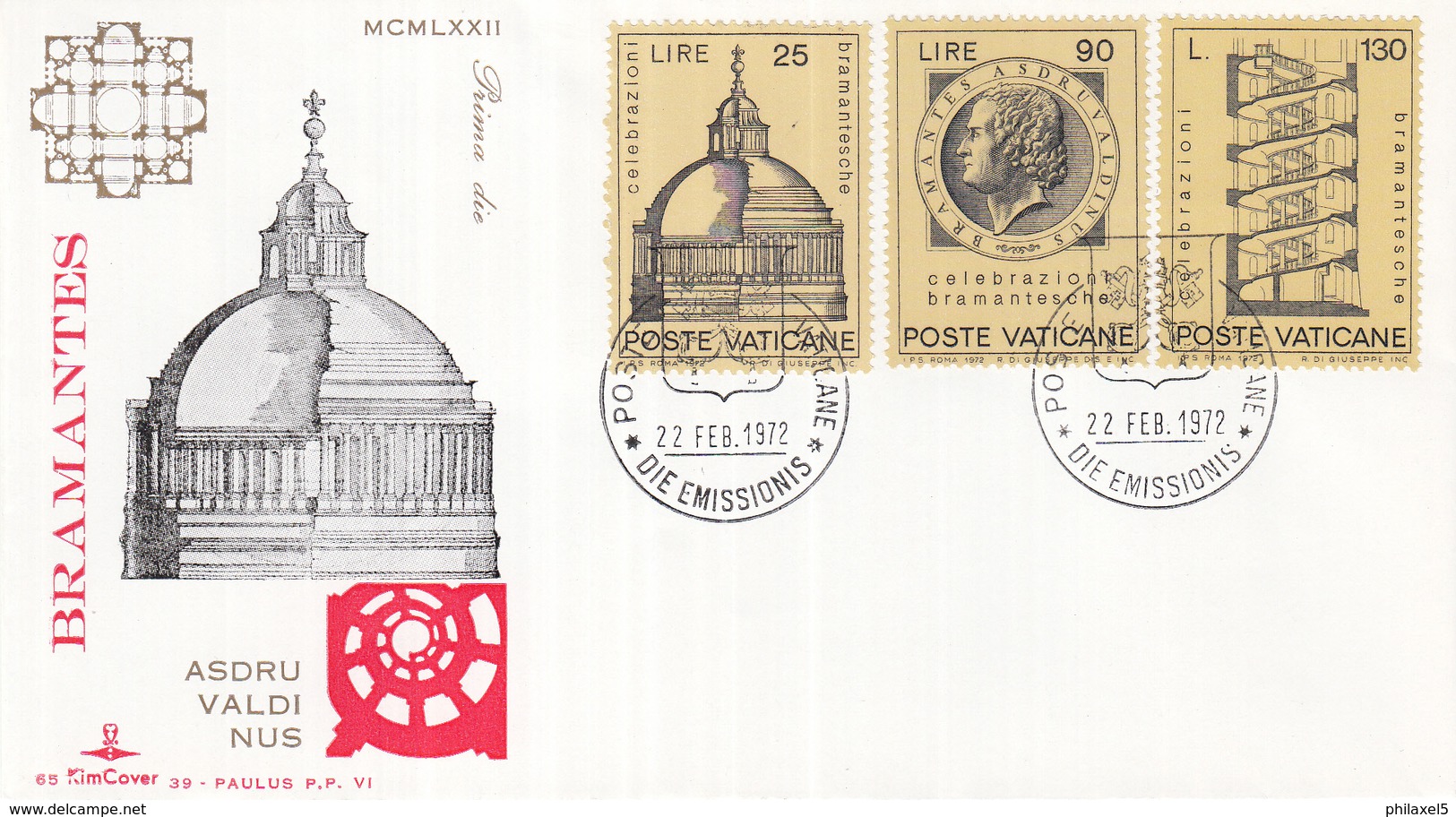 Vaticaan - FDC 22-02-1972 - Bramante - Michel 596 - 598 - FDC