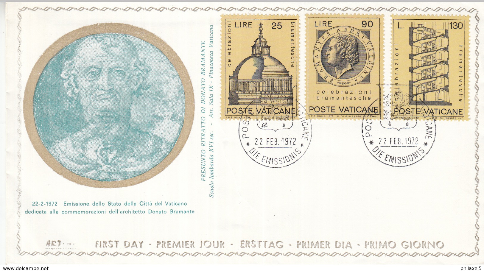 Vaticaan - FDC 22-02-1972 - Bramante - Michel 596 - 598 - FDC