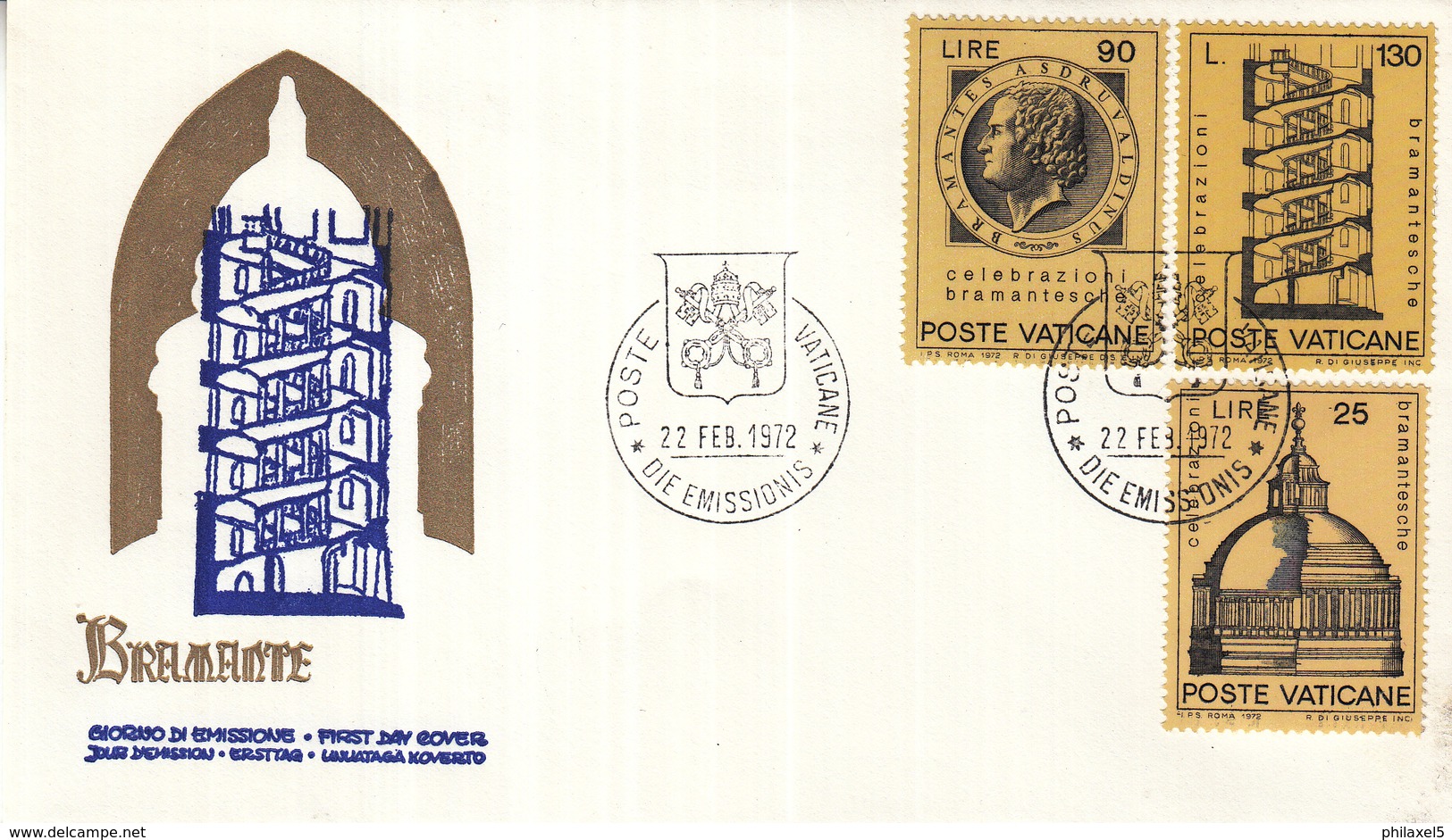 Vaticaan - FDC 22-02-1972 - Bramante - Michel 596 - 598 - FDC