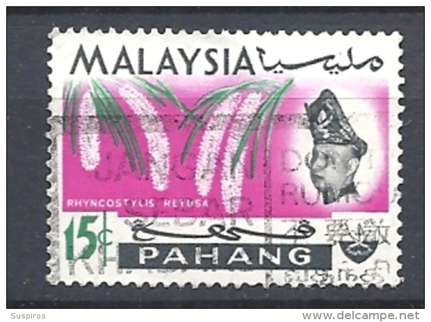 MALESIA  PAHANG     1965 Sultan Abu Bakar & Orchids USED - Pahang