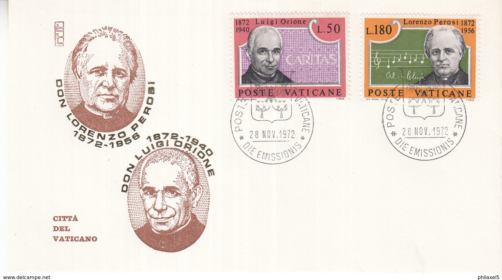 Vaticaan - FDC 28-11-1972 - 100 Geburtstag Von Luigi Orione Und Lorenzo Perosi - Michel 613 - 614 - FDC