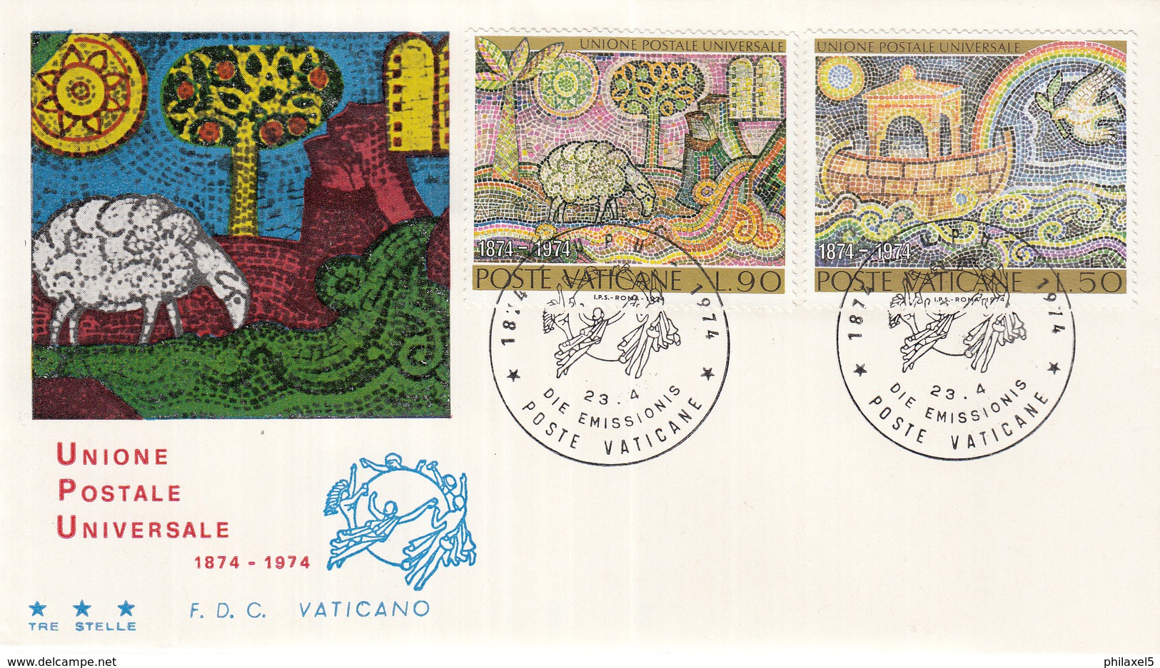 Vaticaan - FDC 23-04-1974 - 100 Jahre Weltpostverein (UPU): Mosaiken - Michel 633 - 634 - Post