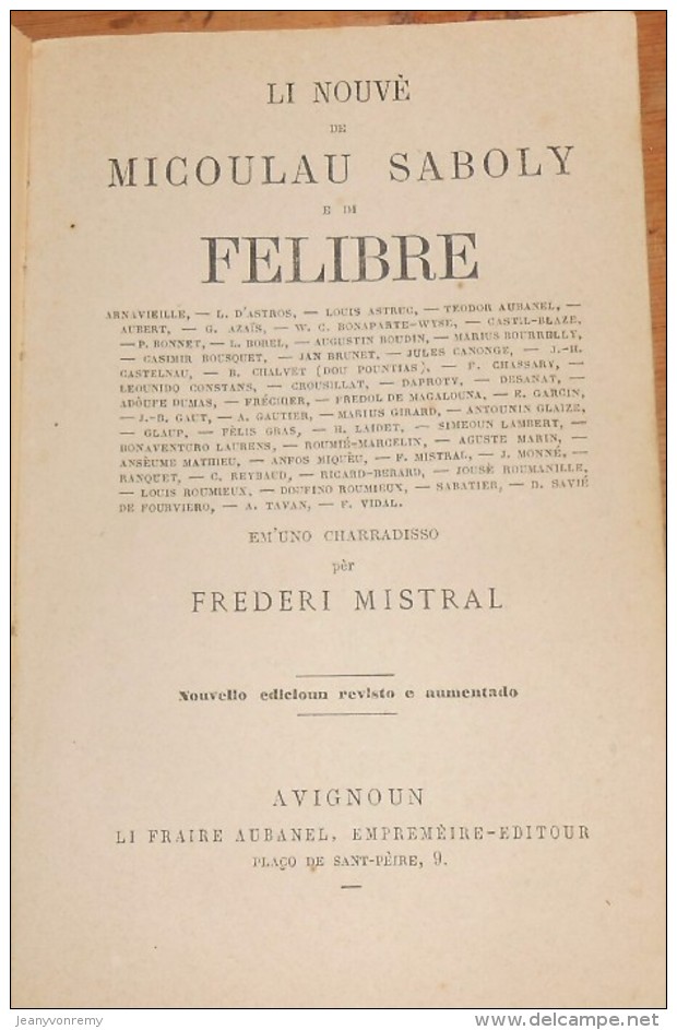 Li Nouvé De Micoulau Saboly E Di Félibre. Frédéric Mistral. - Provence - Alpes-du-Sud