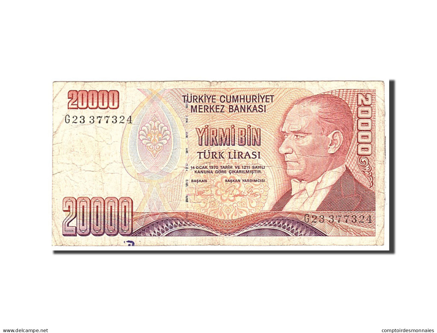 Billet, Turquie, 20,000 Lira, 1970, 1995, KM:202, TB - Turquie