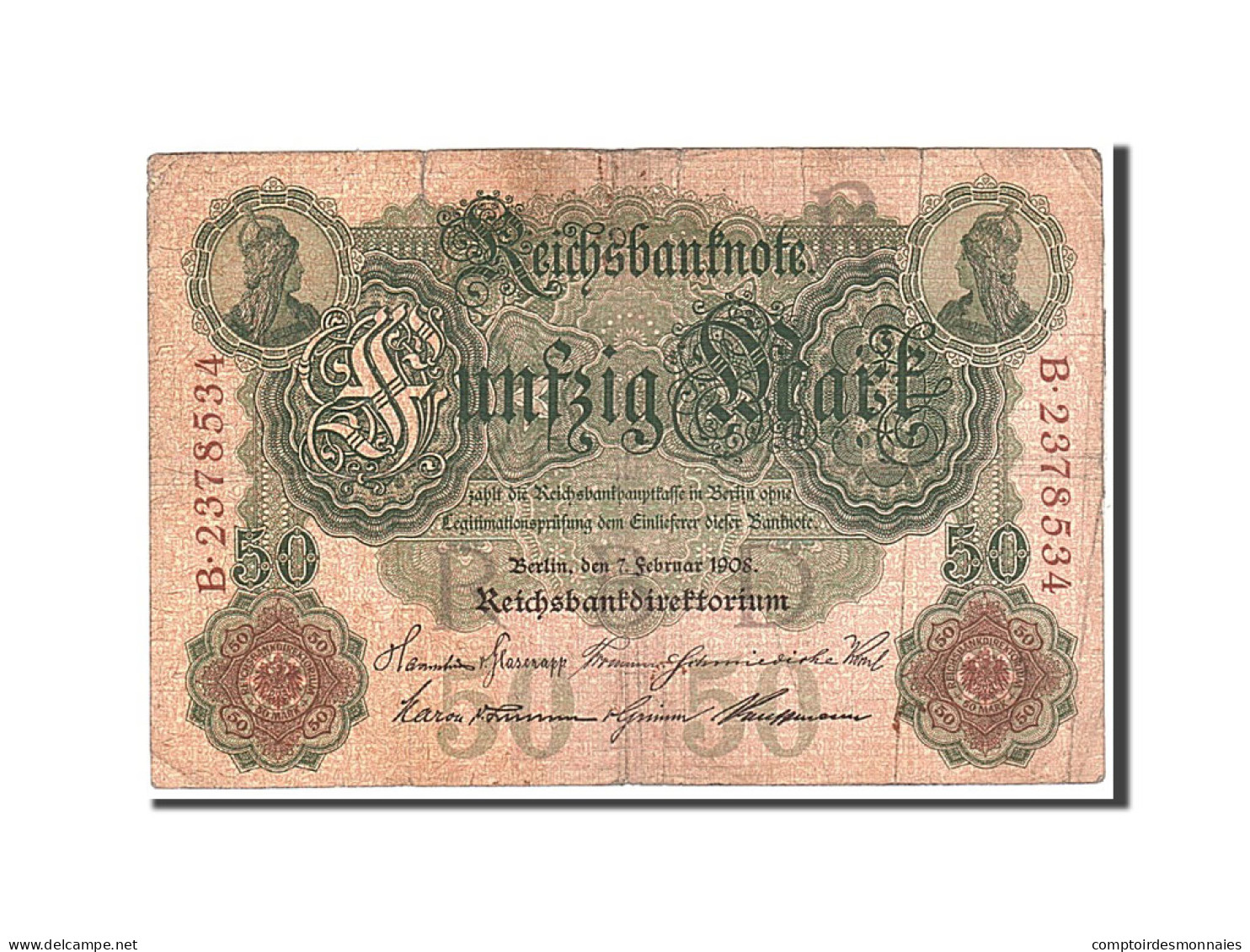 Billet, Allemagne, 50 Mark, 1908, 1908-02-07, KM:32, TB - 10 Mark