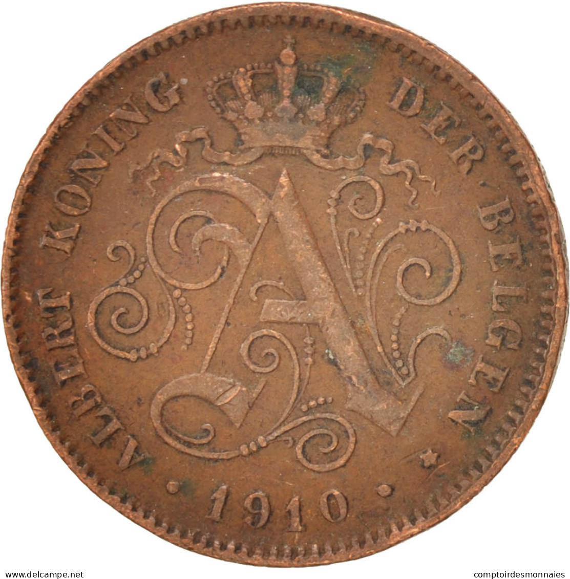 Monnaie, Belgique, Albert I, 2 Centimes, 1910, TB+, Cuivre, KM:65 - 1 Cent