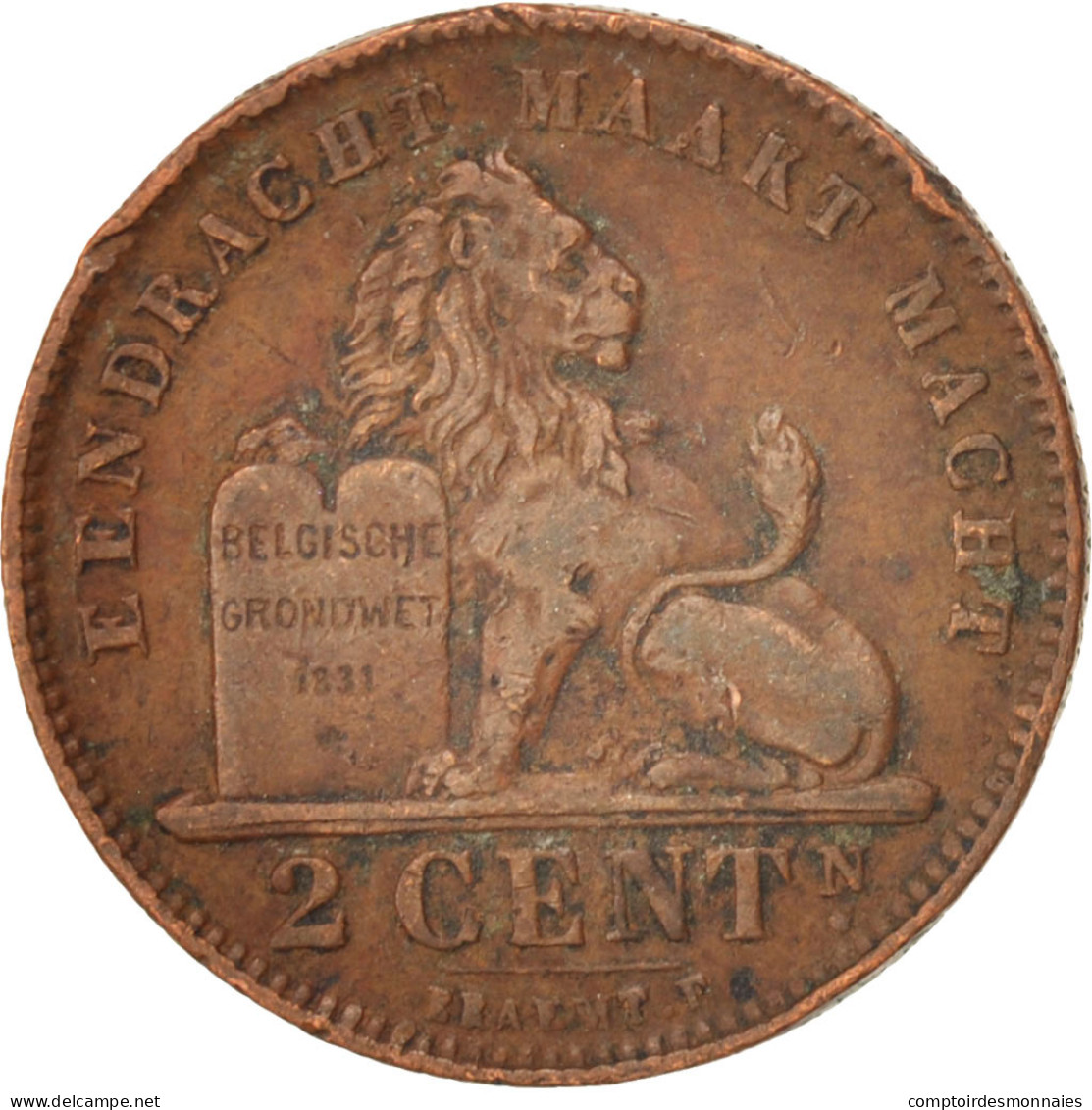 Monnaie, Belgique, Albert I, 2 Centimes, 1910, TB+, Cuivre, KM:65 - 1 Cent