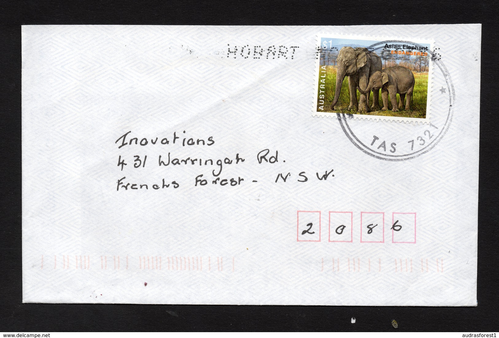 2016 éléphant AUSTRALIE Timbre $1.00 Sur Enveloppe ELEPHANT With Calf  ( Baby ) On Cover TASMANIA Postmark - Elefanten