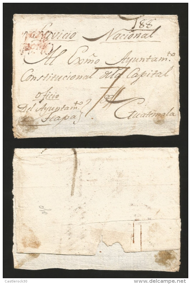 G)1800 MEXICO, COLONIAL MAIL, CIUDAD REAL RED CANC., RATED 74, CIRCULATED COVER FROM CHIAPAS TO GUATEMALA, XF - Messico