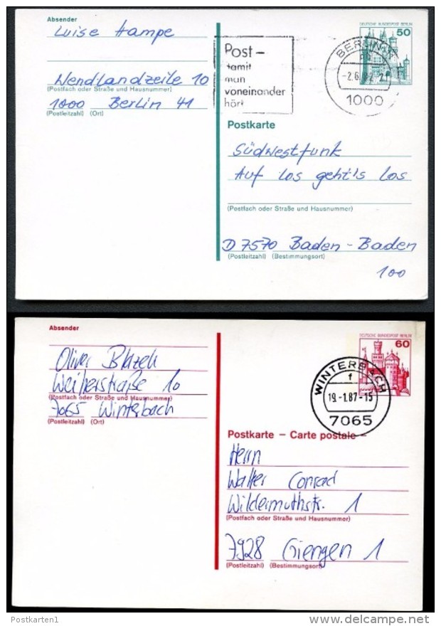 BERLIN Postkarten P109-110 Gebraucht 1982-87 - Postkarten - Gebraucht