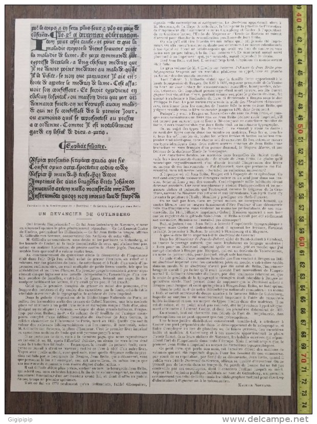 ANCIEN DOCUMENT 1900 DEVANCIER GUTENBERG  ET HISTOIRE DE PRINCESSE MARIA BOURDILLON - Collezioni