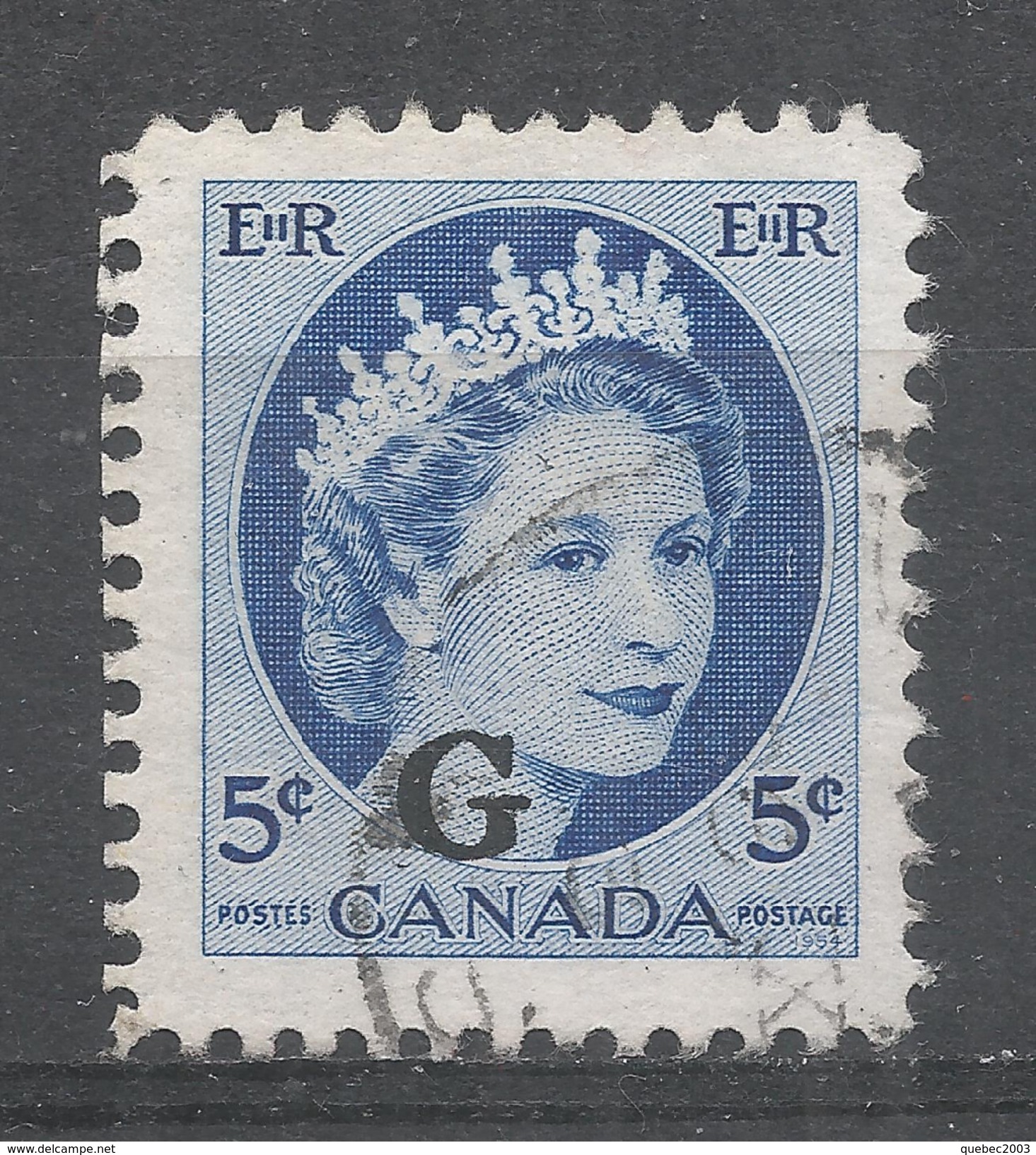 Canada 1955. Scott #O44 (U) Queen Elizabeth II - Vorausentwertungen