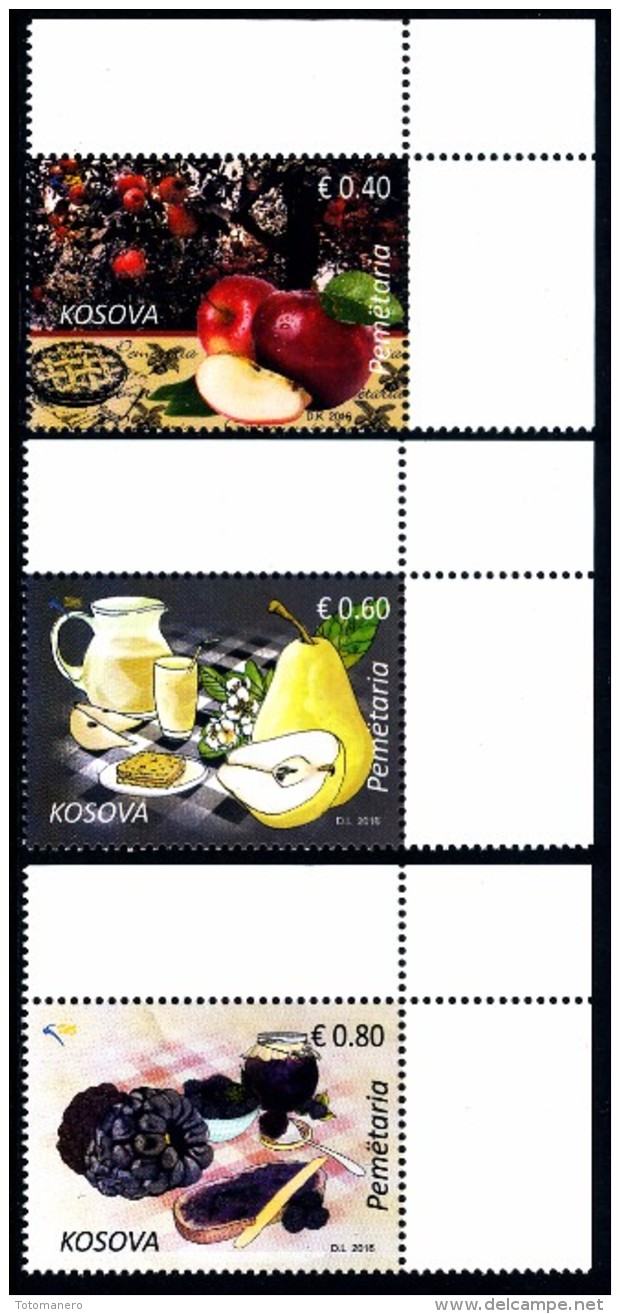 REPUBLIC OF KOSOVO 2016 Gastronomy-Orcharding, Set Of 3v** - Kosovo