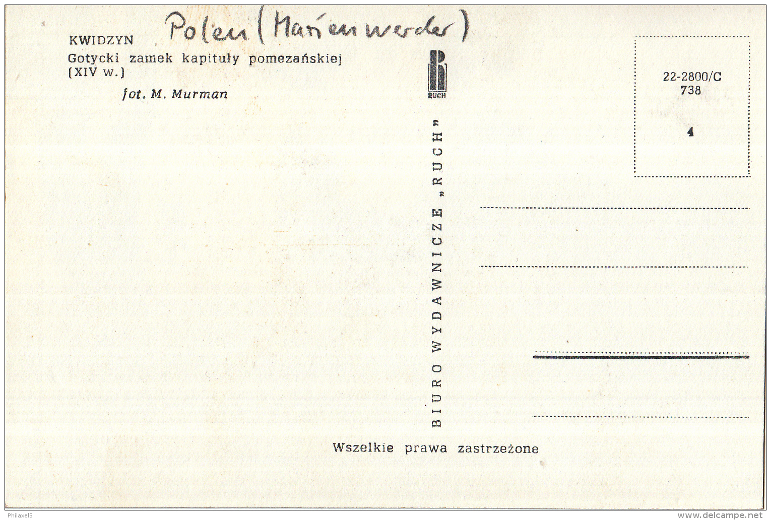 Polen/Polska/Pologne &ndash; Kwidzyn/Marienwerder - Zwart/wit - Ongebruikt/mint - Zie Scan - Polen