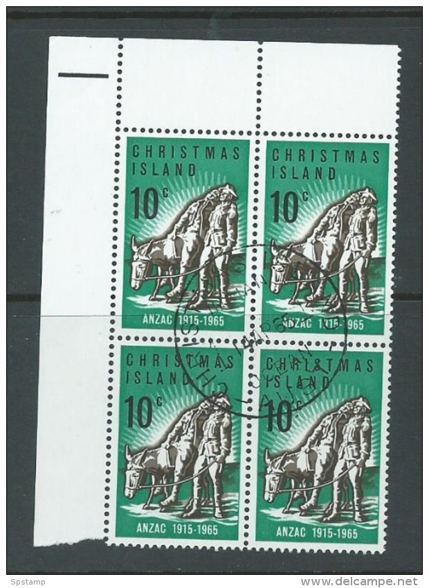 Christmas Island 1965 Anzac Block Of 4 VFU - Christmas Island