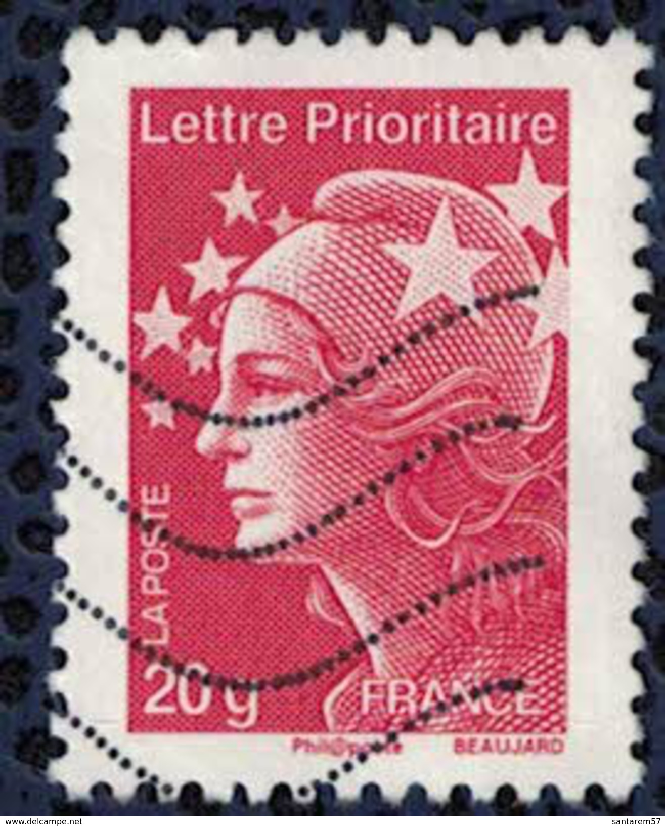 France 2011 Oblitéré Used Marianne De Beaujard Lettre Prioritaire 20 G Rouge Y&T 4566 - 2008-2013 Marianne Of Beaujard