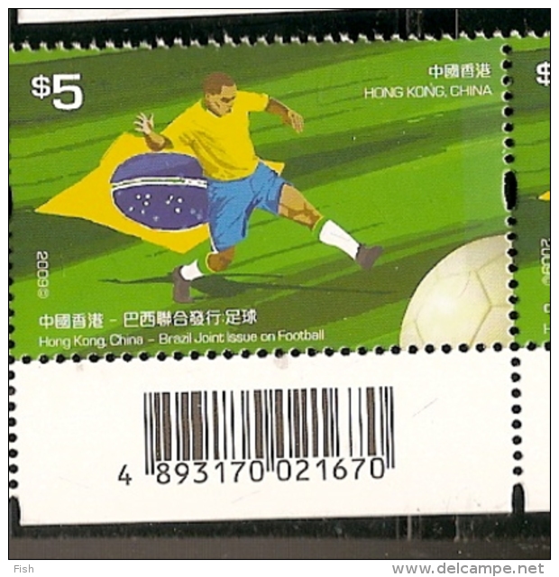 Hong Kong ** & Joint Issue Brazil, Hong Kong, China, Soccer 2009 (4008) - Unused Stamps