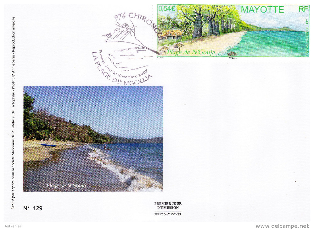 MAYOTTE - FDC Du 10.11.2007 - LA PLAGE DE N'GOUJA - Lettres & Documents