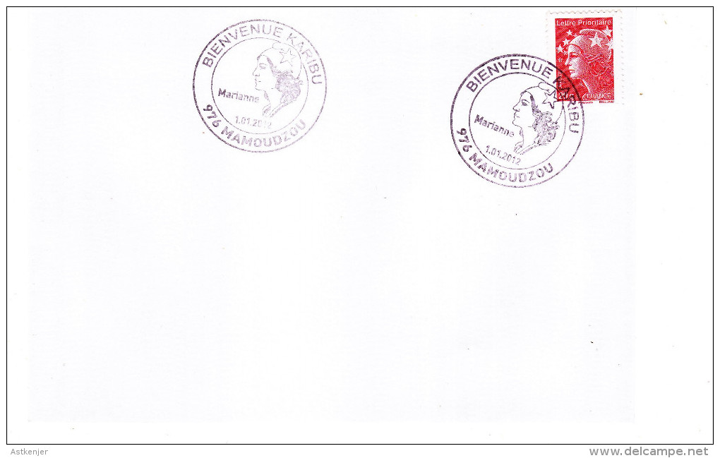 MAYOTTE - FDC Du 01.01.2012 - BIENVENU KARIBU - Briefe U. Dokumente