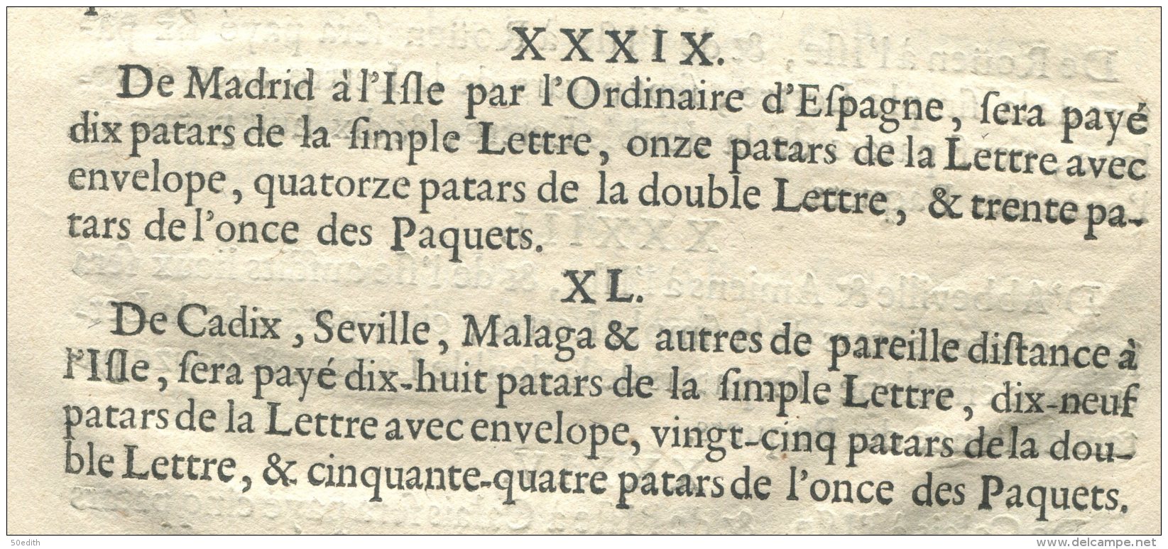 Tarif Général Des Droits (pour Les Ports Et Lettres), Arrêté Au Conseil Royal Tenu à St Germain En Laye Le 11 Avril 1676 - ....-1700: Précurseurs